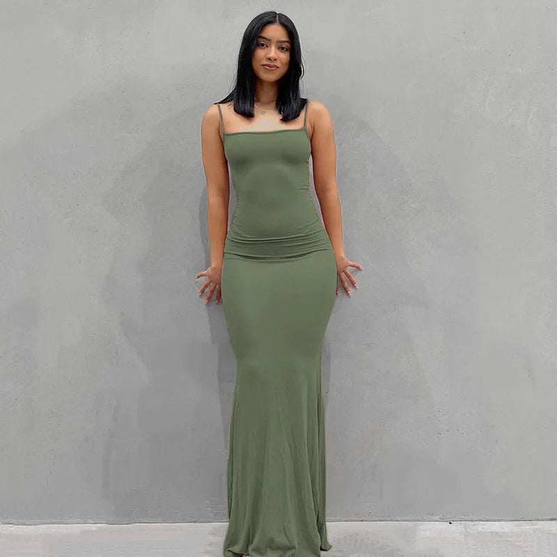 Solid Colour Slim Camisole Dress