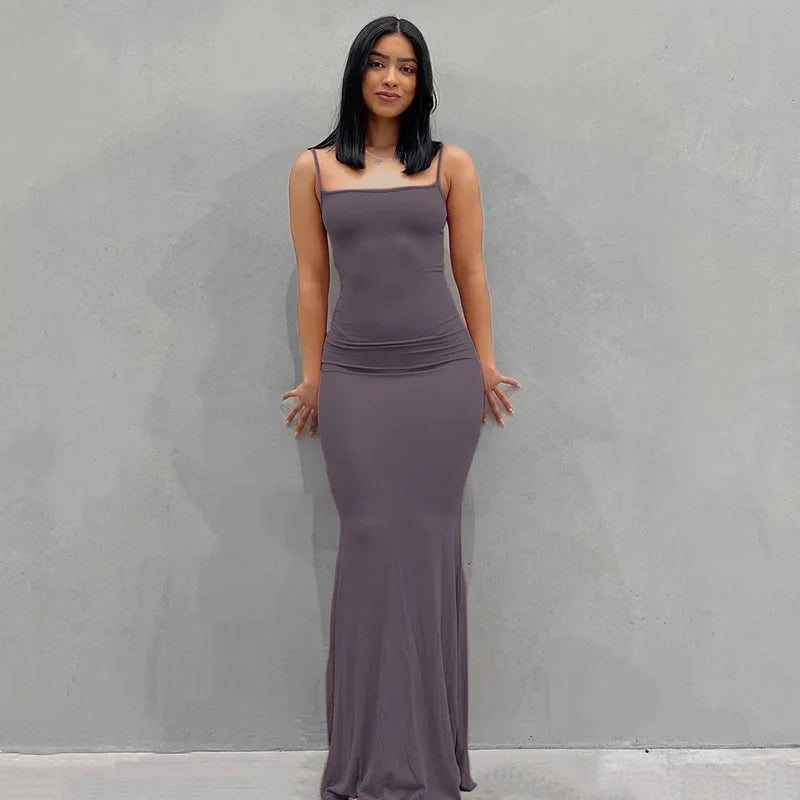 Solid Colour Slim Camisole Dress