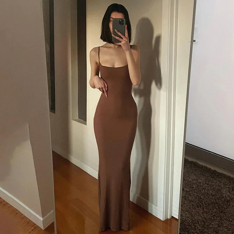 Solid Colour Slim Camisole Dress